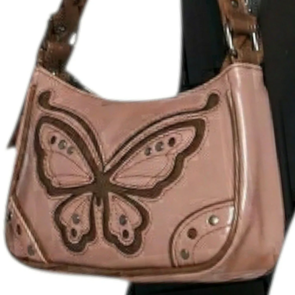 NWT! Pink Butterfly Shoulder Bag w/ Silver Studs